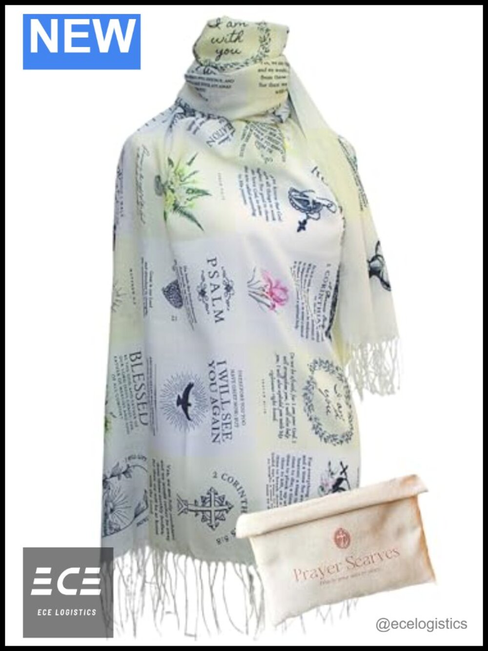 Prayer Scarf Sympathy Gift Lightweight Imitation Cashmere Bible Verse Shawl